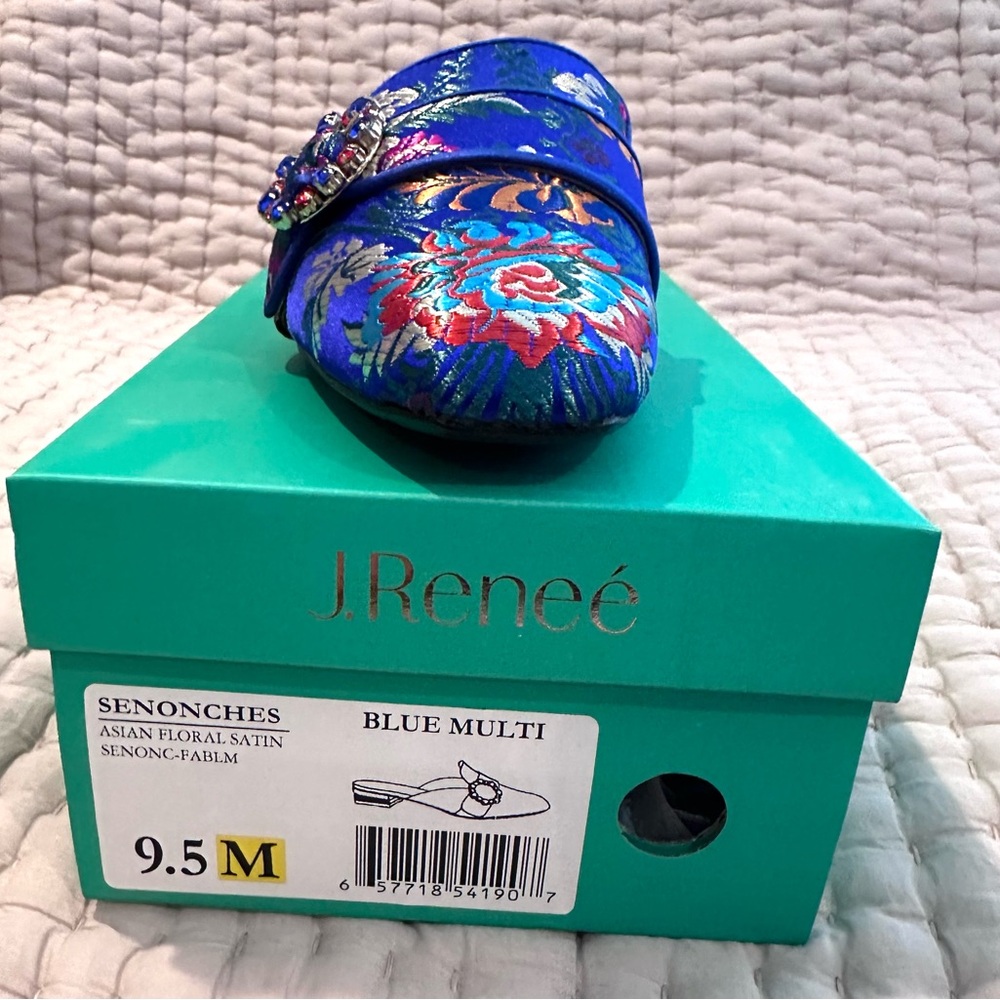 J.Renee Blue Multi Satin Floral Shoes (NEW)